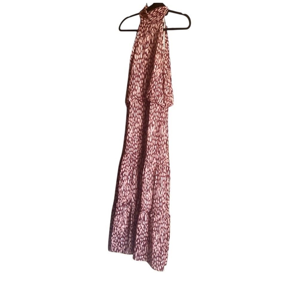 Evereve Sabina Dress Red Leopard Halter Tiered Maxi M - Picture 5 of 5